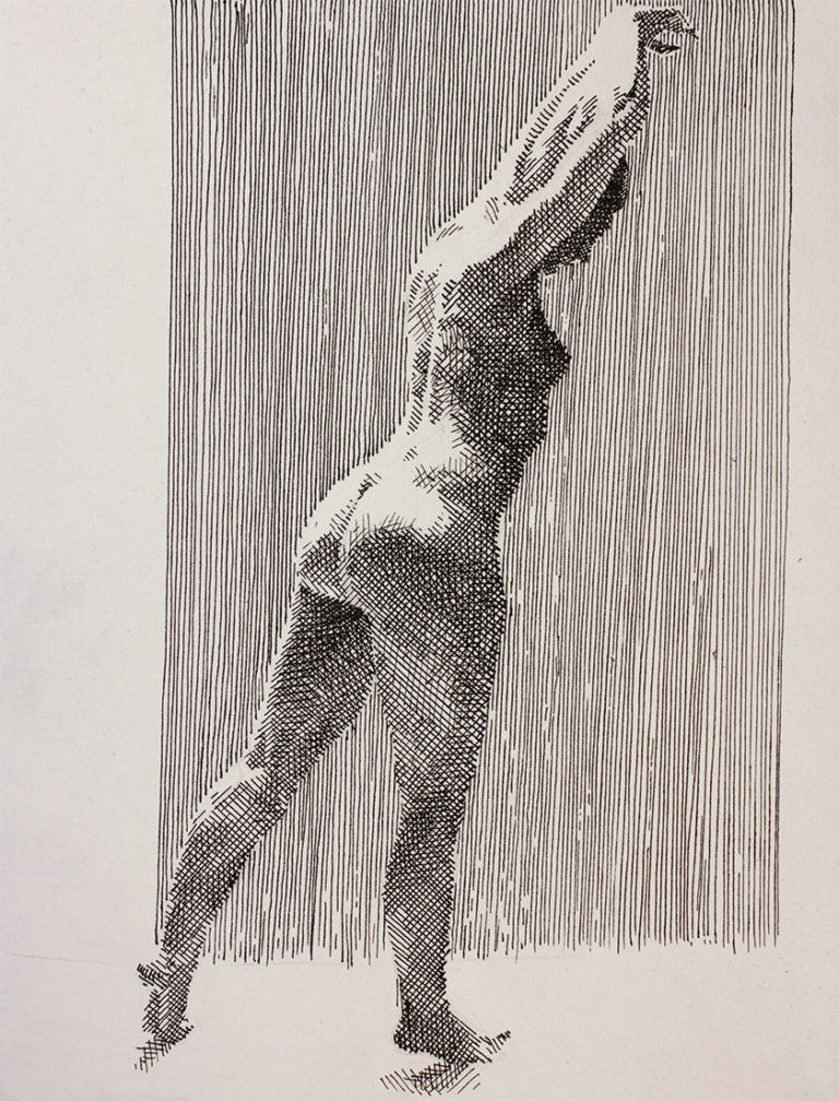Figure drawing with crosshatching