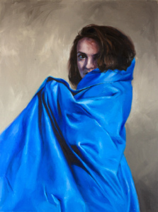 Portrait of lady in blue drapery